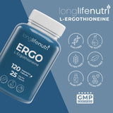 Boîte LongLifeNutri ergothioneine 25 mg ouverte.