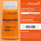 Emballage extérieur LongLifeNutri Hesperidine affichant les garanties de pureté.