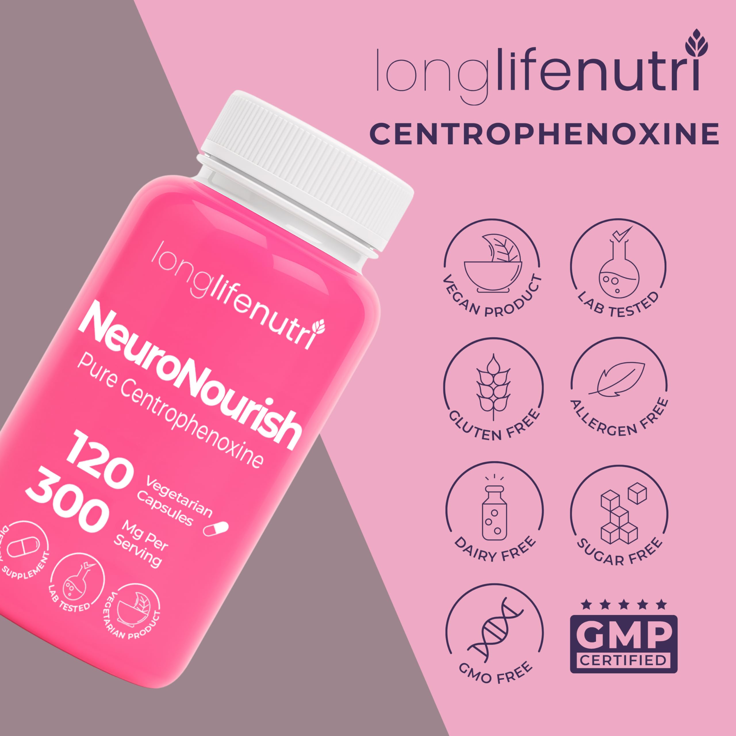 Capsules végétariennes NeuroNourish, faciles à avaler.