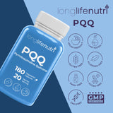 Garantie 365 jours LongLifeNutri PQQ, organisateur de pilules inclus.