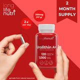 Boîte de 2 mois de LongLifeNutri Urolithin A+ pratique et économique.