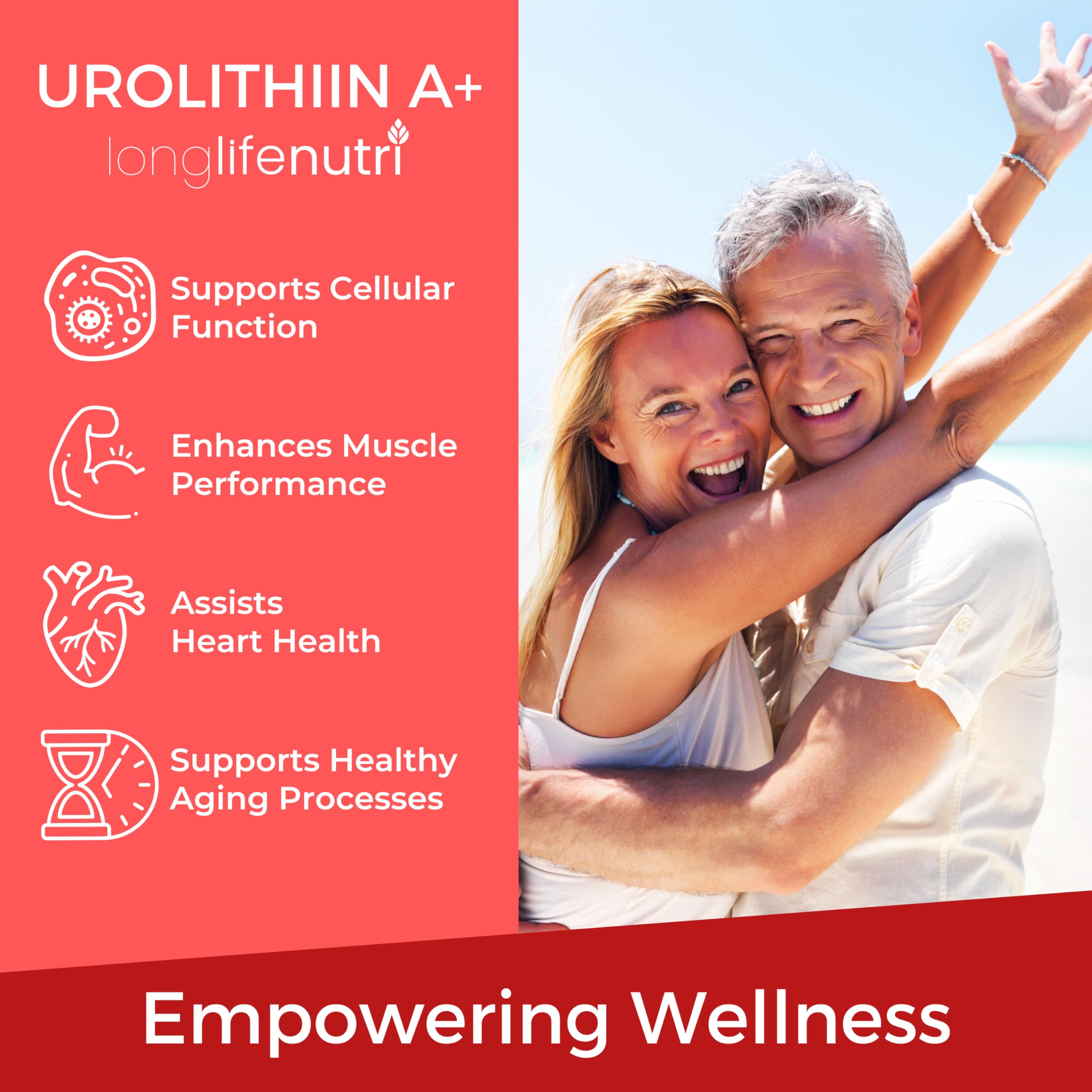 Étiquette lab-testée sur LongLifeNutri Urolithin A+ pour traçabilité.