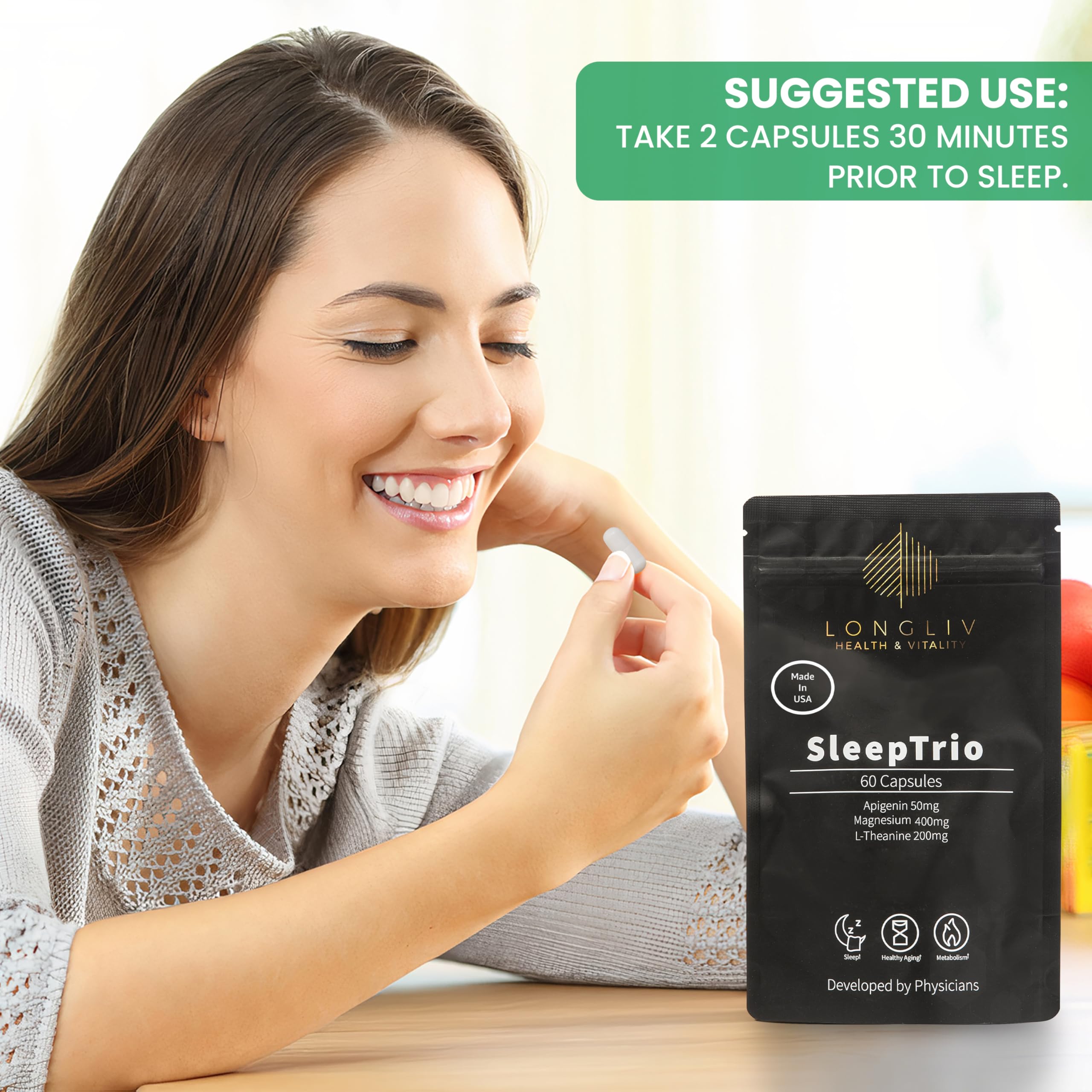 LongLiv magnésium-bisglycinate : capsule de soutien calmant en soirée.