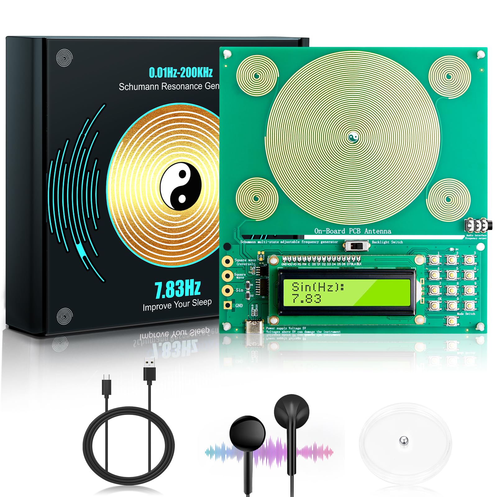 LOOYIG Générateur de fréquences Sommeil 7,83 Hz pour relaxation et repos.