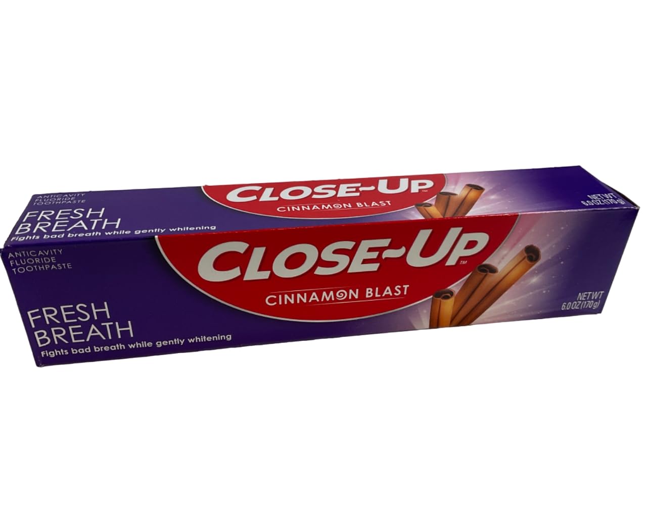 LOQFA Close-Up dentifrice gel rouge cannelle, fraîcheur intense après le brossage.