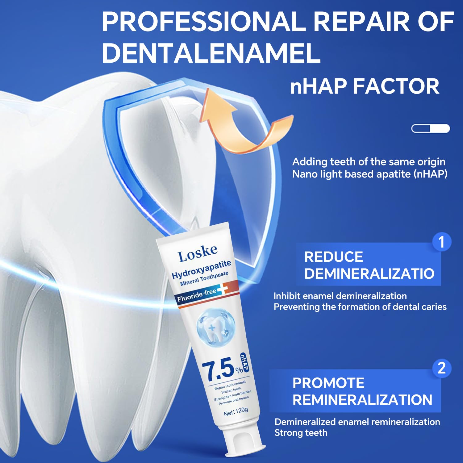 Zoom sur texture crème du dentifrice, fraîche et agréable à utiliser.