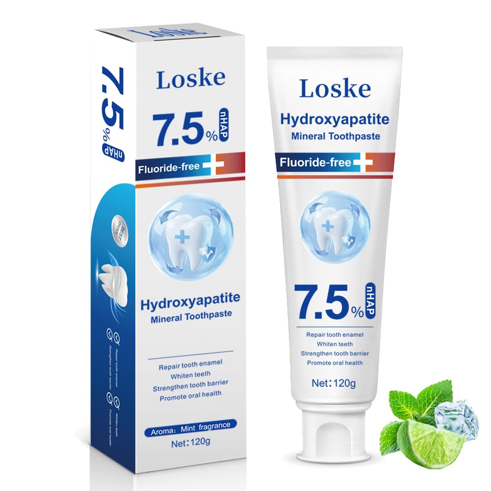 Loske Hydroxyapatite - emballage du produit, texture douce pour l'émail sensible.