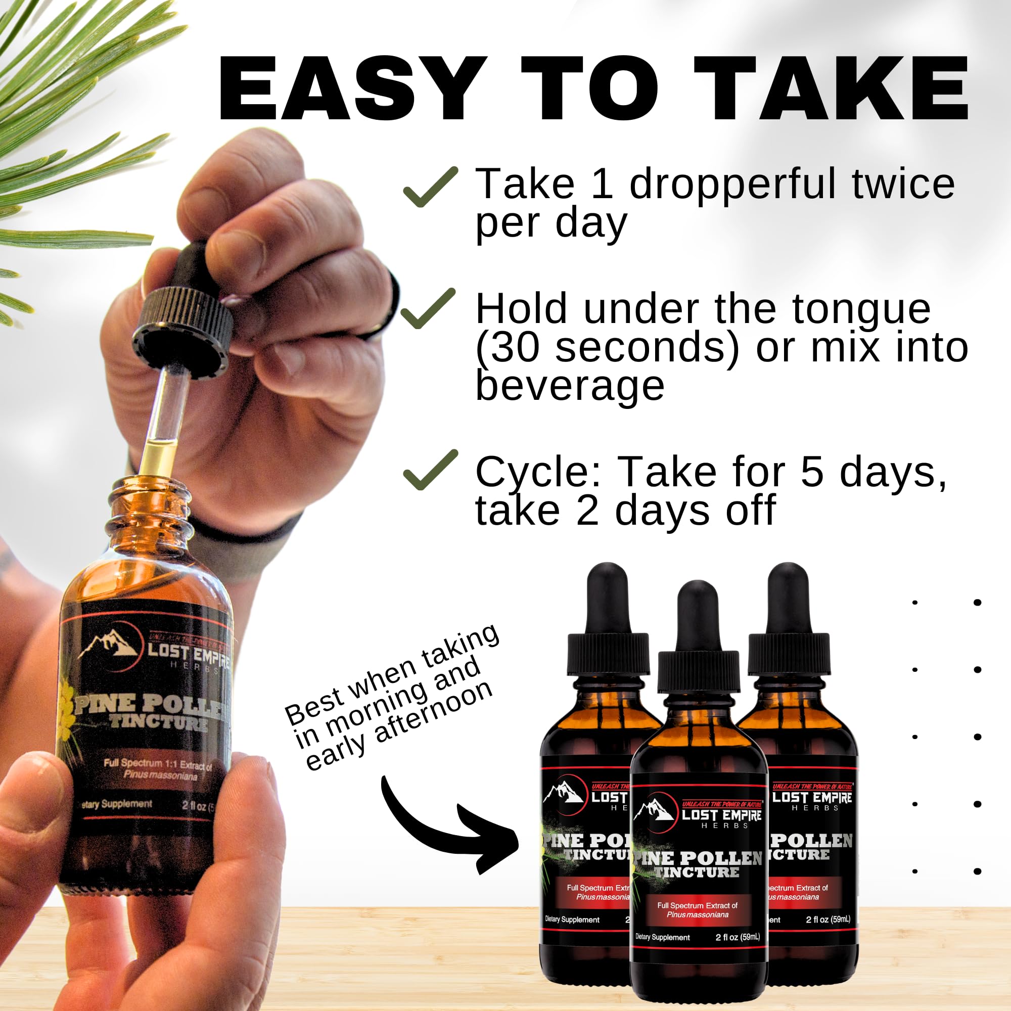 Certificat laboratoire indépendant – Lost Empire Herbs Pollen de Pin Tincture.