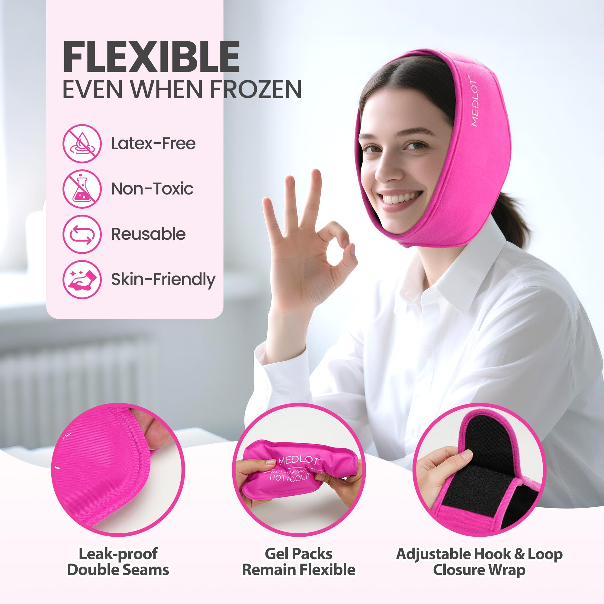 LotFancy bandeau glace-visage mains libres: utilisation pratique après intervention faciale