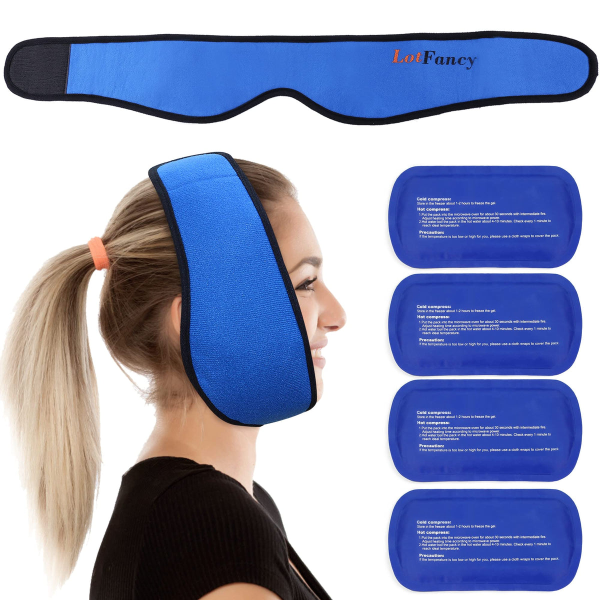 LotFancy bandeau glace visage tmj: soulagement ciblé et facile à porter.