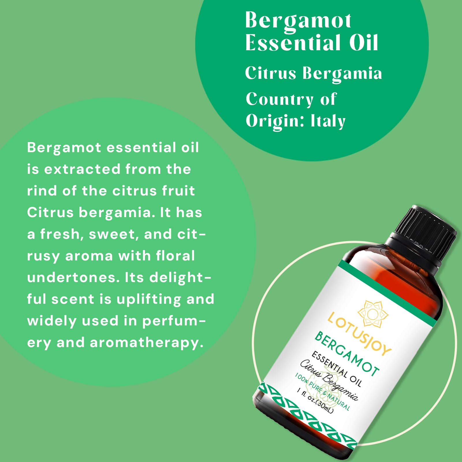 LOTUSJOY huile bergamote prête à diffuser dans diffuseur.