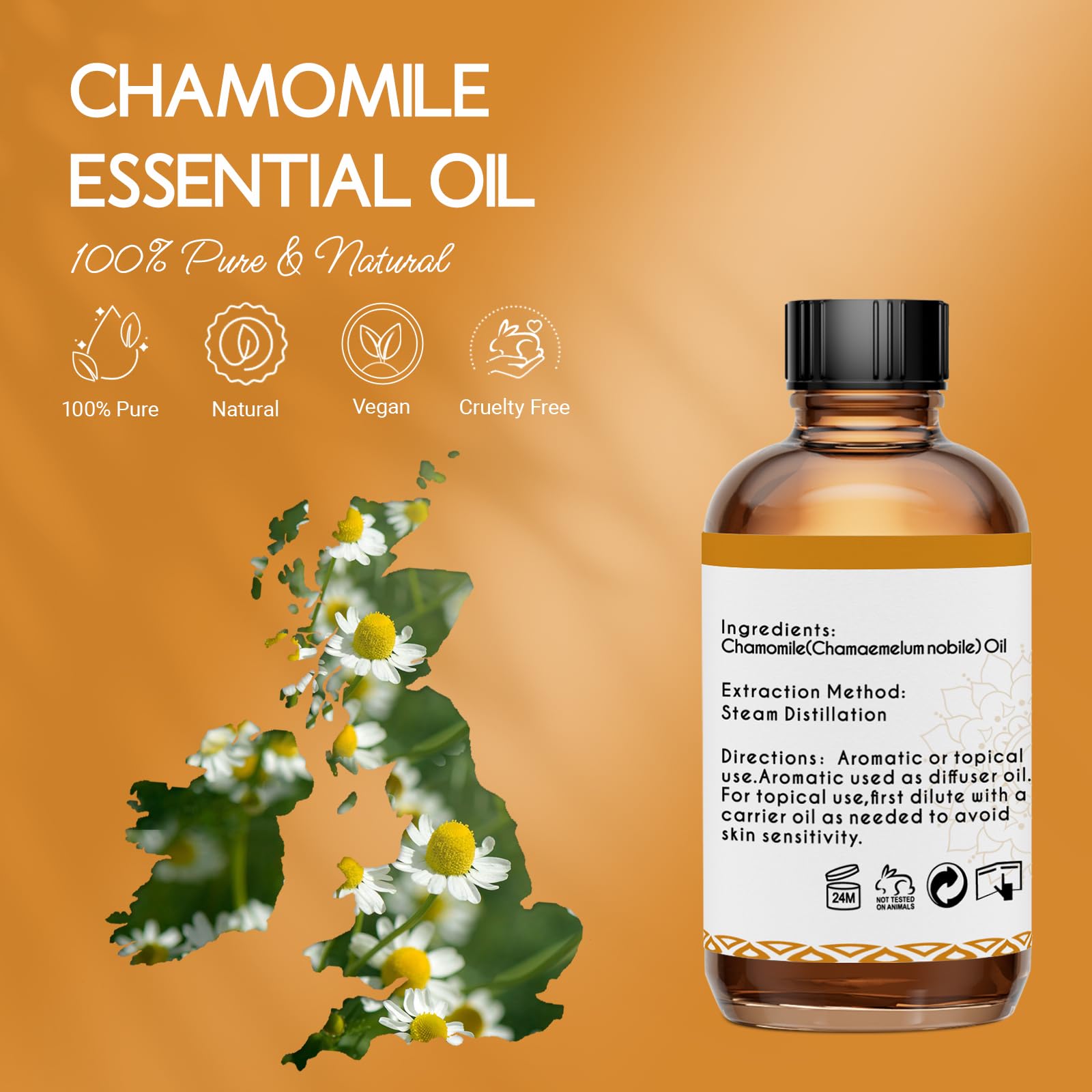 LOTUSJOY huile camomille pour corps, soin relaxant après la douche