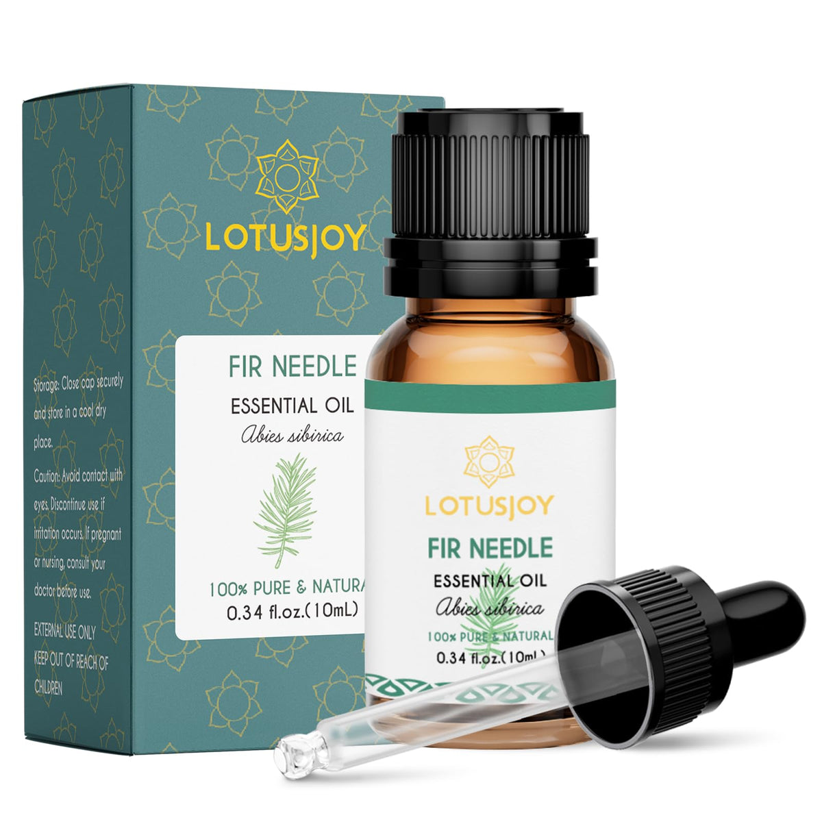 LOTUSJOY huile essentielle aiguilles de pin - bouteille ambrée idéale pour la diffusion.