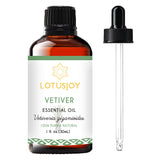 LOTUSJOY Vetiver: bouteille ambrée d'huile essentielle pure pour diffusion apaisante