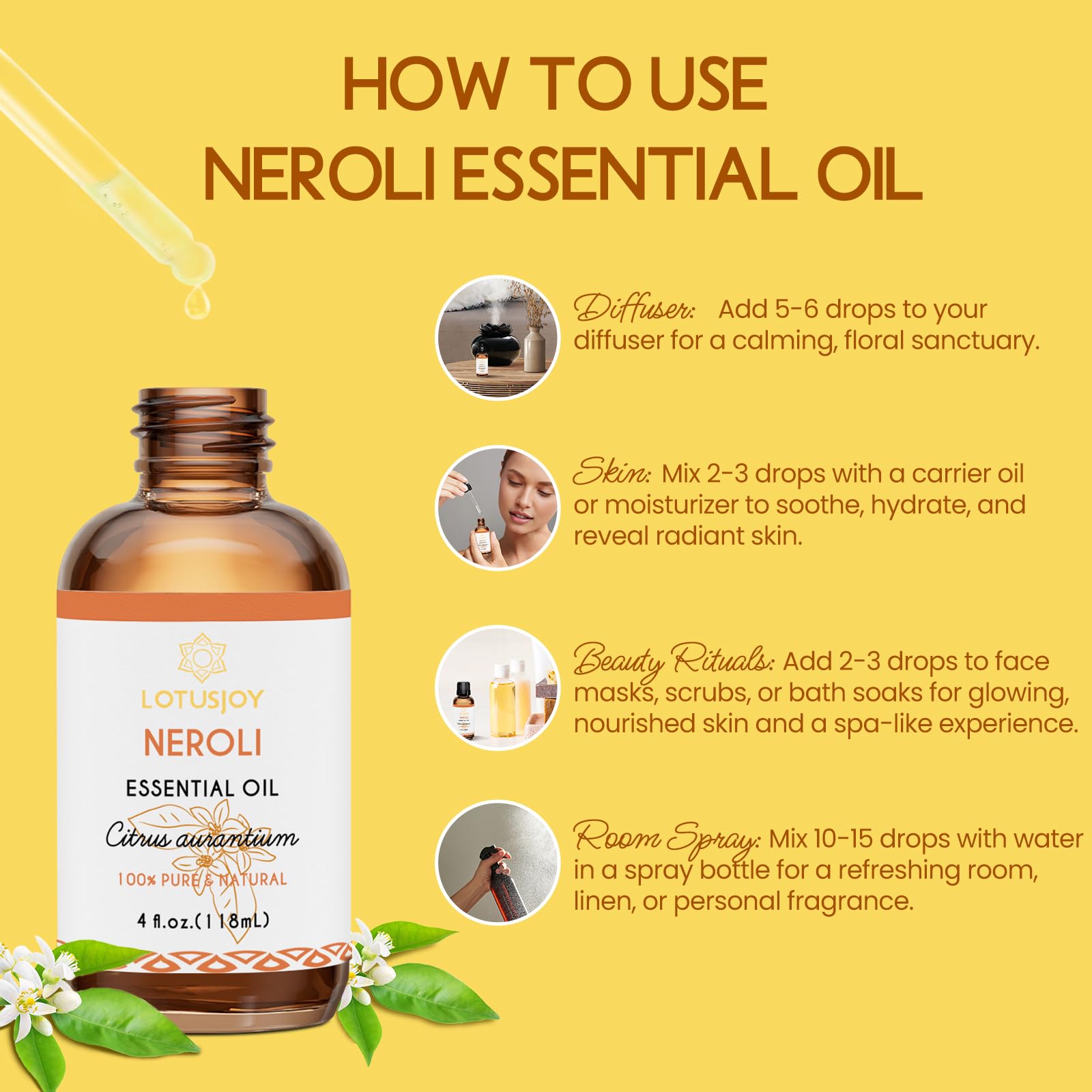 LotusJoy Neroli – parfum maison naturel pour ambiance apaisante