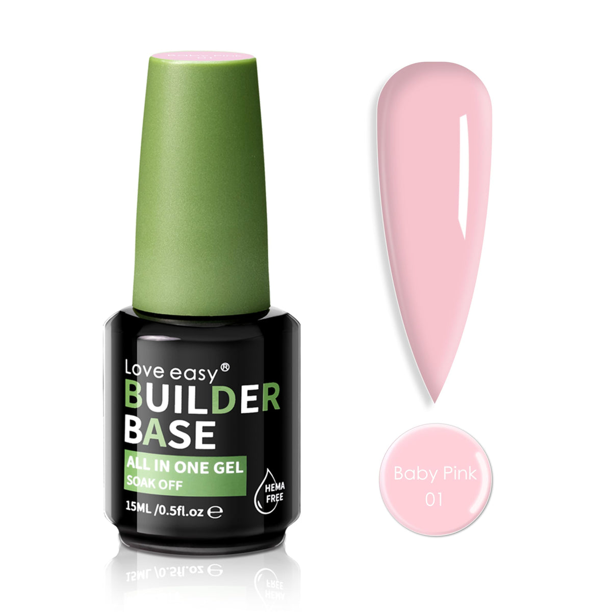 Love easy Gel Builder Base rose bébé pour une base solide et durable.