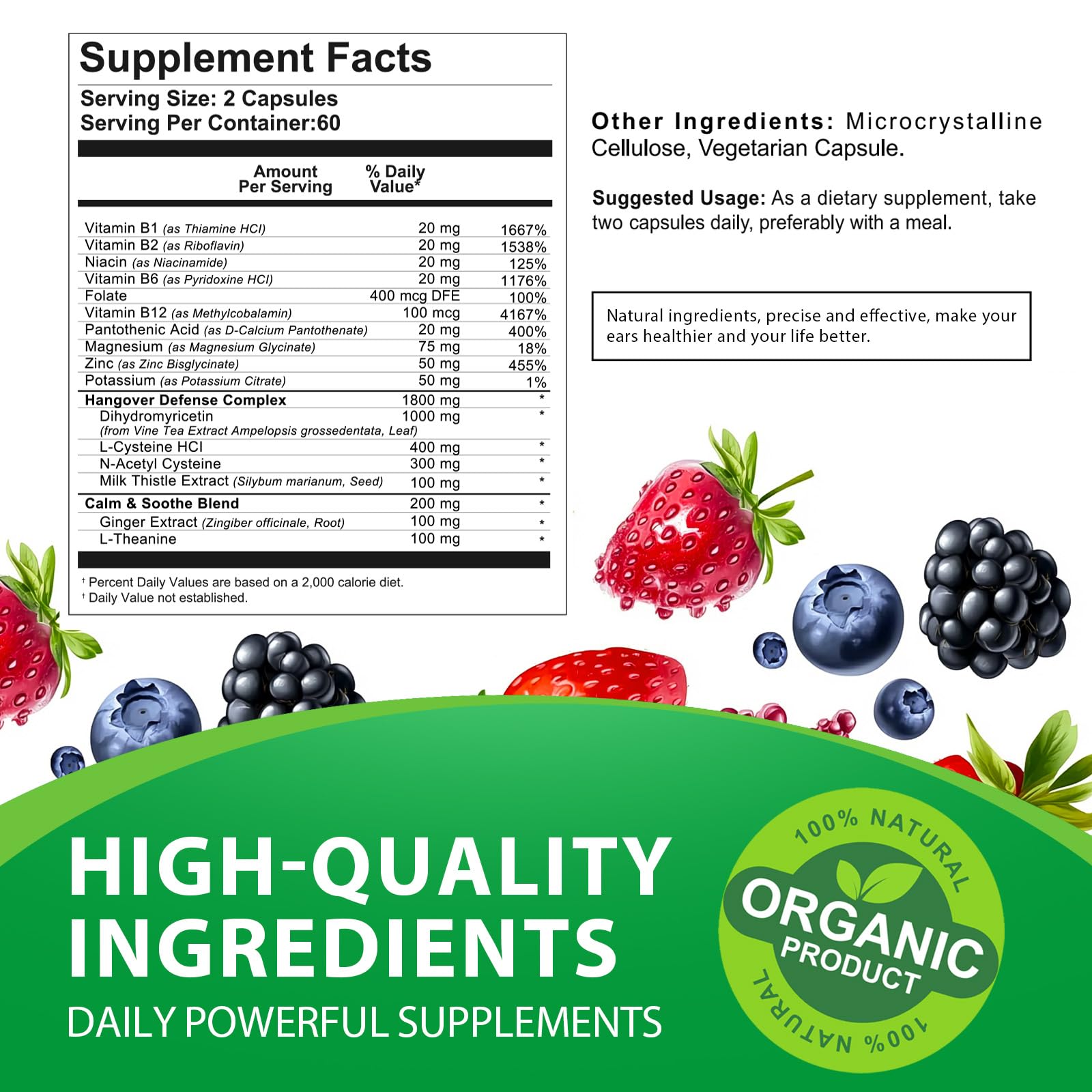 Love Life Supplements DHM, produit testé en laboratoire pour pureté et sécurité.
