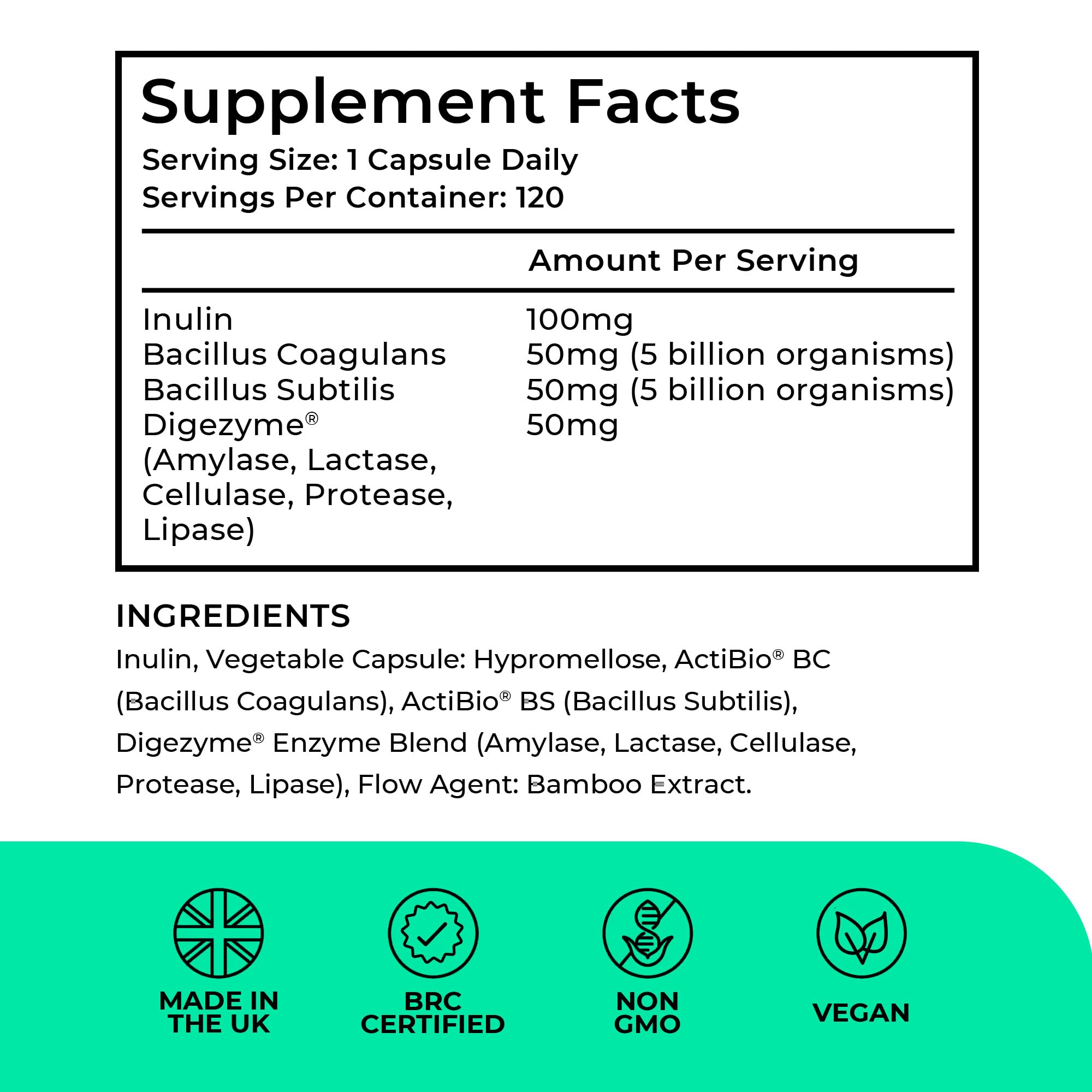 MultiSpore Plus – spores Bacillus Coagulans et Subtilis dans des capsules.