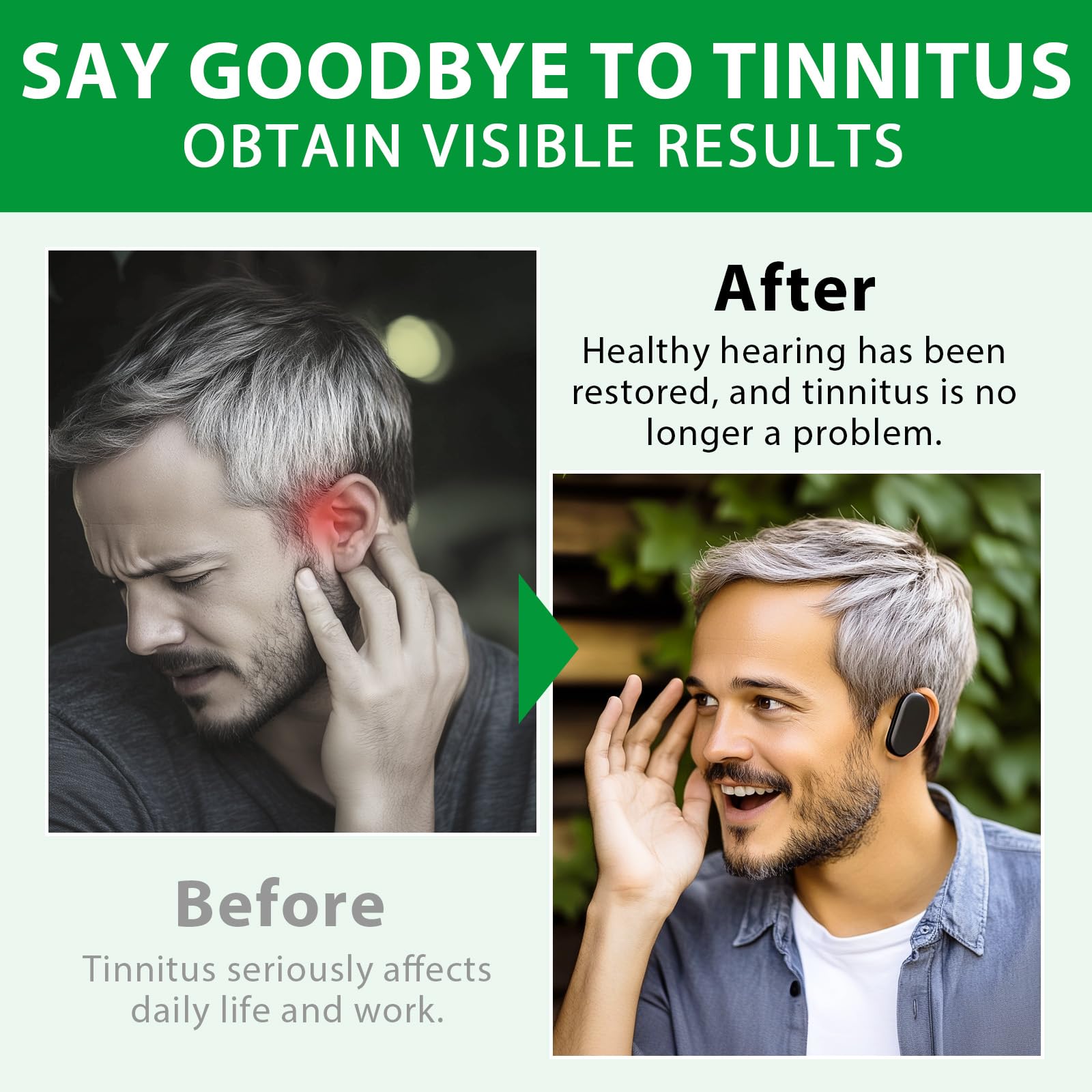 Love Life Supplements Tinnitus Relief - etiquette claire indiquant un soutien potentiel
