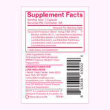 Love Wellness Good Girl Probiotics: étiquette claire et emballage pratique.