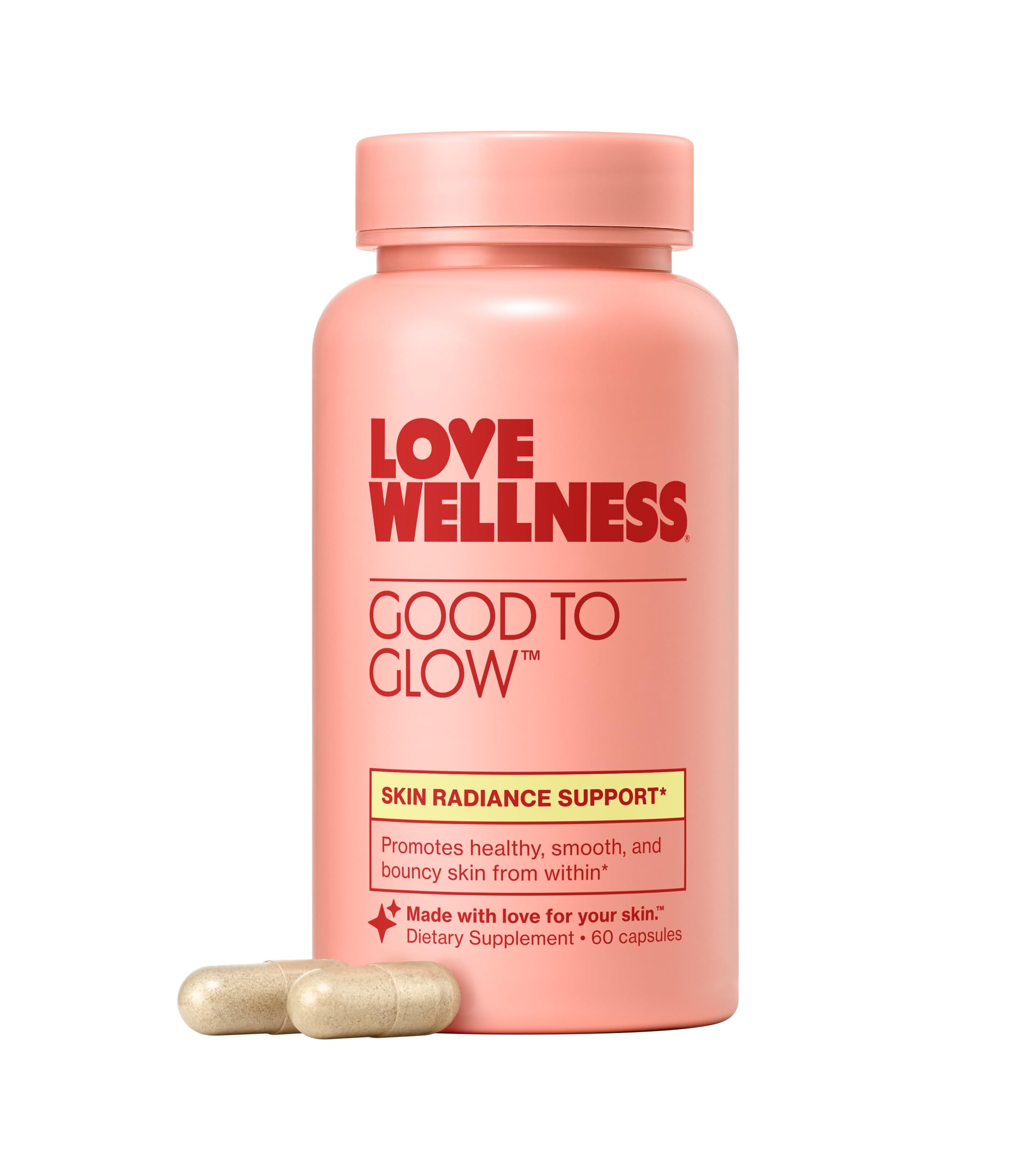 Love Wellness Good to Glow – bouteille prête à soutenir l'éclat et la douceur cutanée.