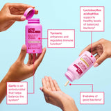Love Wellness Healthy V Vitamin: ingrédients naturels curcuma et ail.