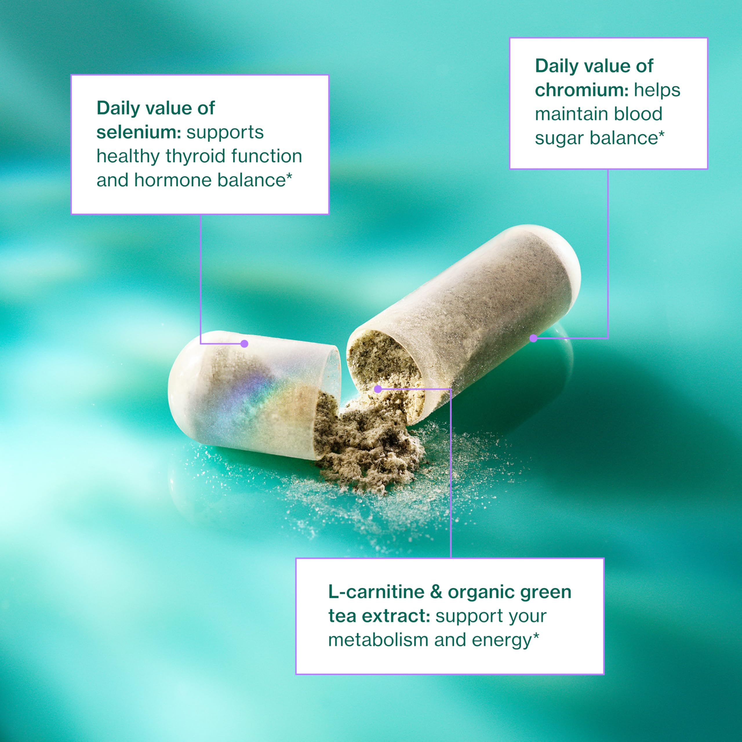Étiquette du produit dévoilant les ingrédients propres et végan.