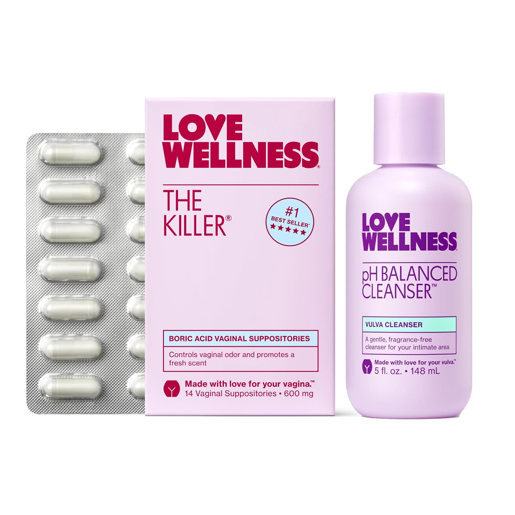 Love Wellness – bouteille du nettoyant équilibre pH, nettoyage doux et respect du pH.