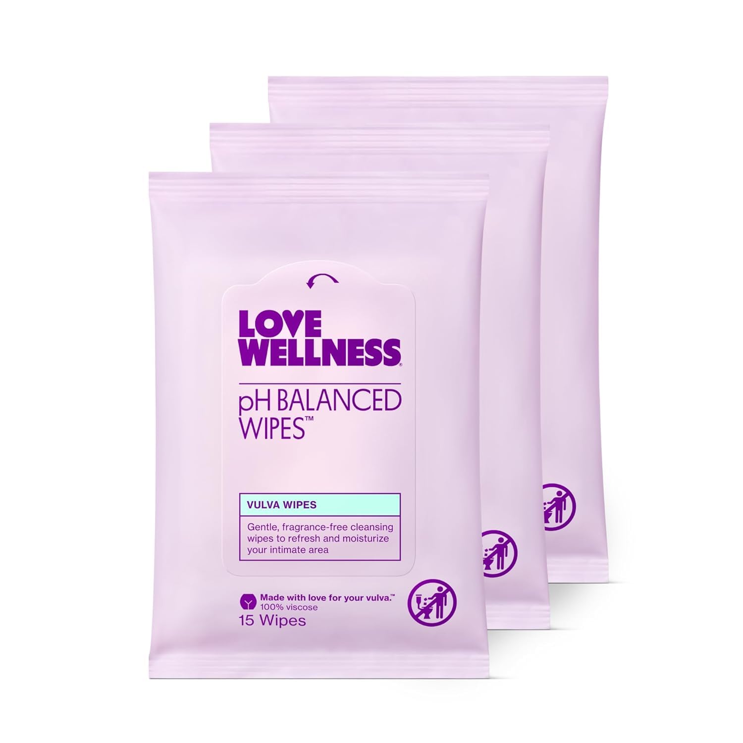 Love Wellness, emballage 3-pack pratique pour l'hygiène intime.