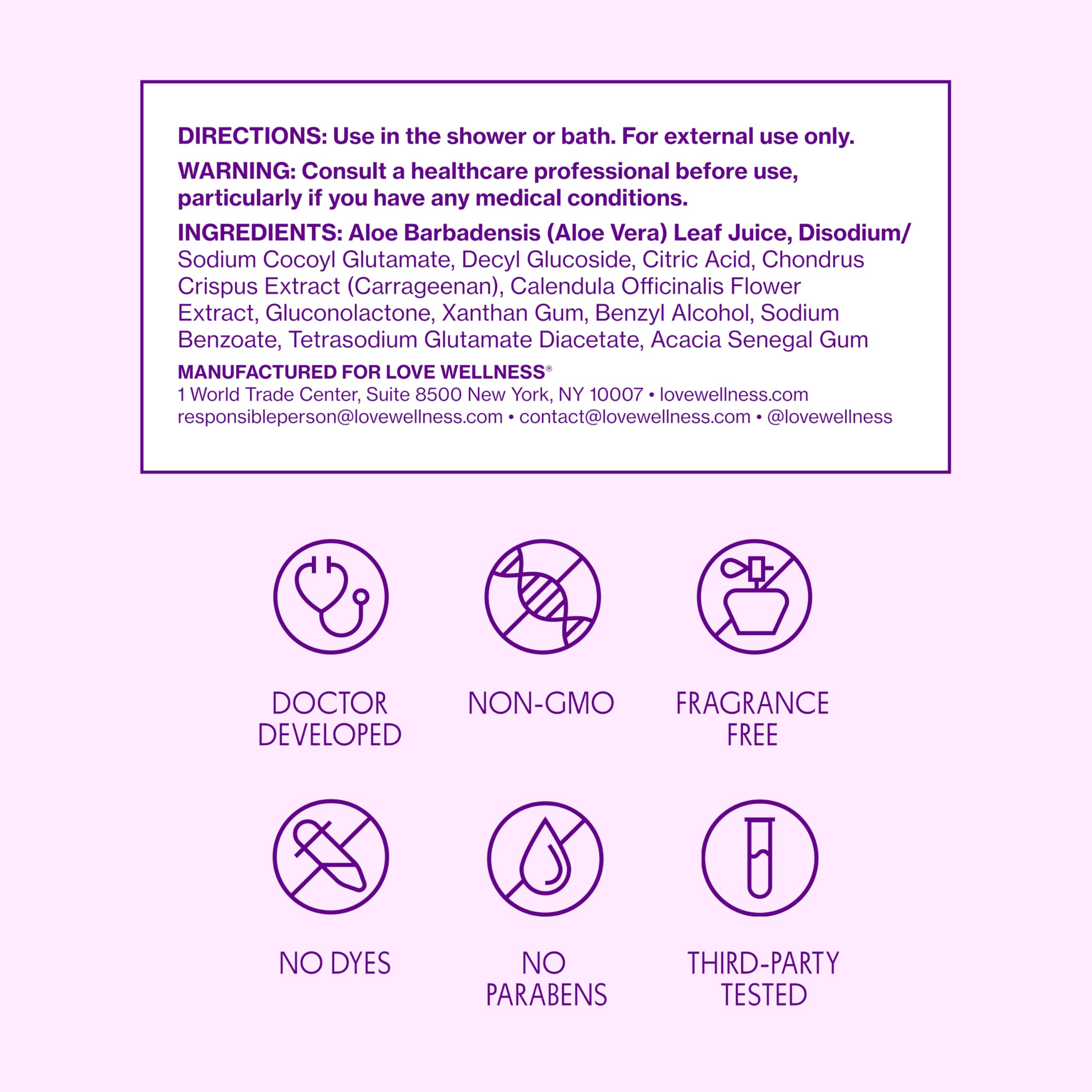 Love Wellness sans origine animale non teste sur animaux formulation éthique pour peaux sensibles