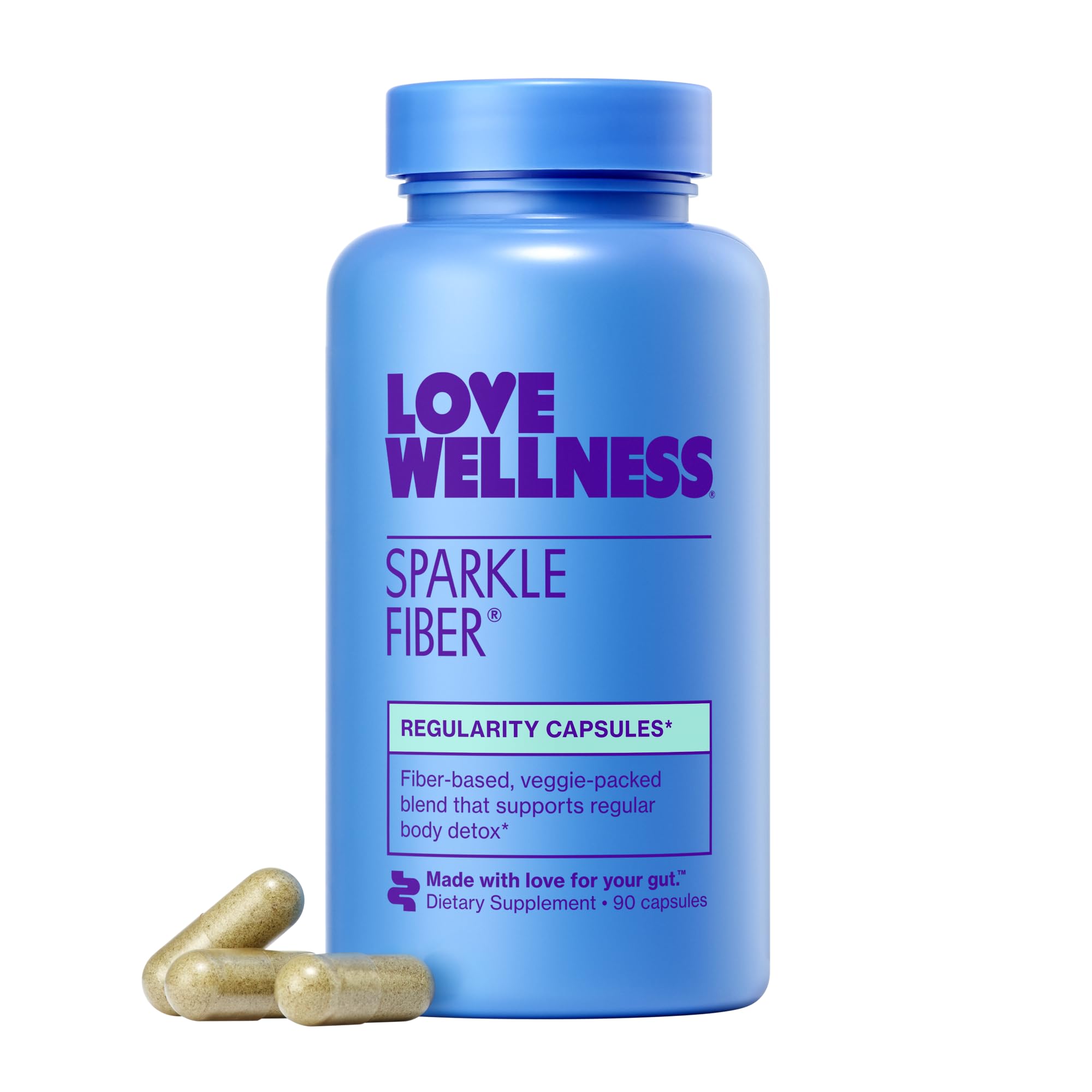 Sparkle Fiber Love Wellness – bouteille affichant le produit, soutien potentiel à la régularité digestive