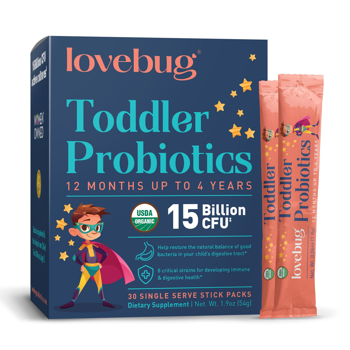 Lovebug Bouteille Probiotiques Enfants : présentation claire pour le quotidien intestinal