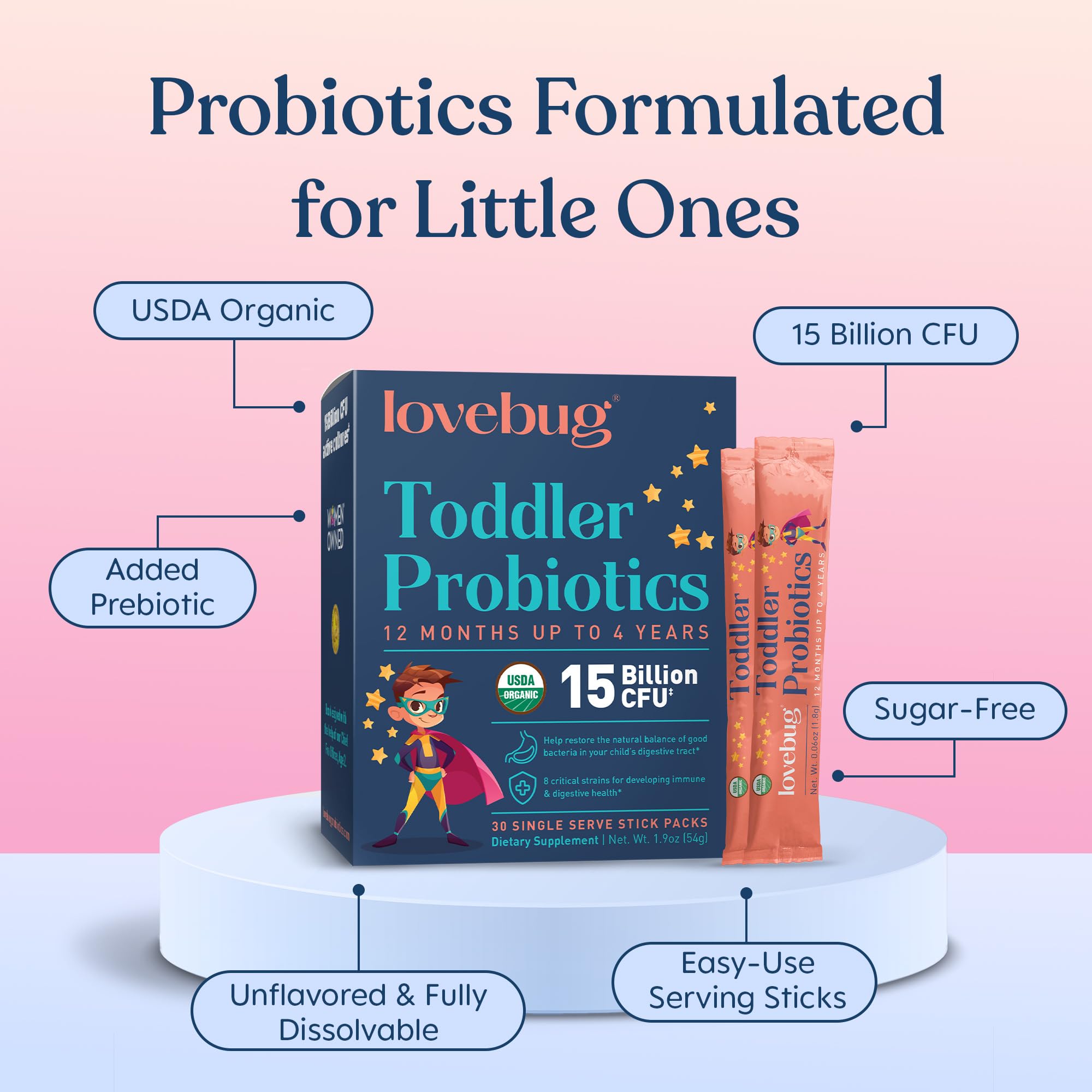 Formule biologique USDA LOVEBUG, qualité naturelle pour les familles.