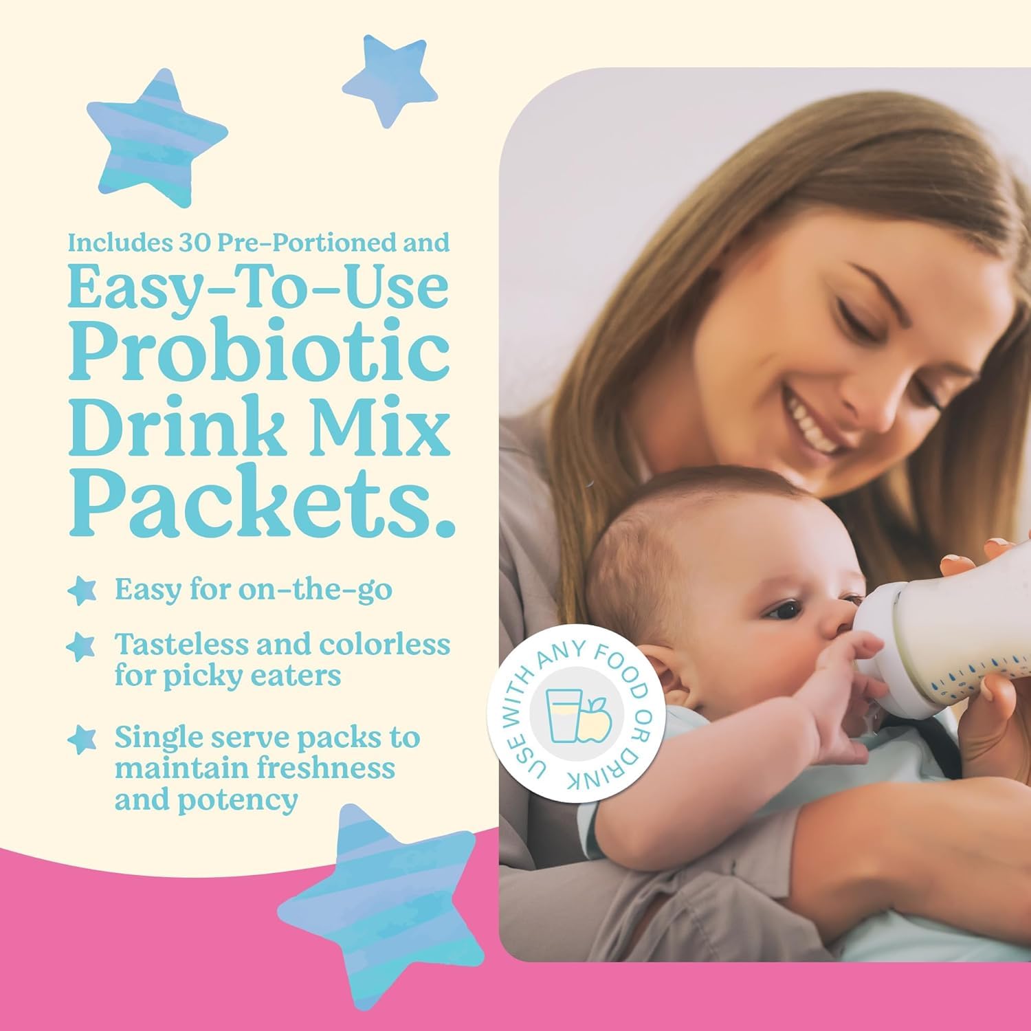 LOVEBUG Probiotiques bébé se dissout rapidement dans lait ou formule.