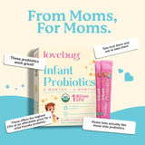 LOVEBUG Probiotiques emballage 30 sachets pour routine simple.