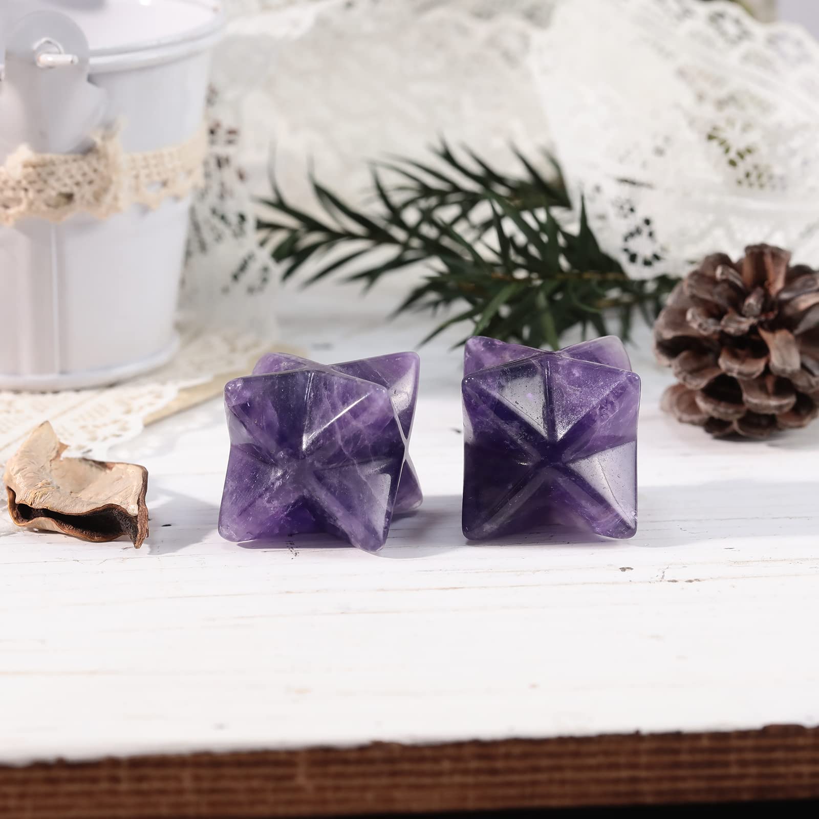 Loveliome Améthyste Merkaba – objet sacré pour la protection et la concentration spirituelle.