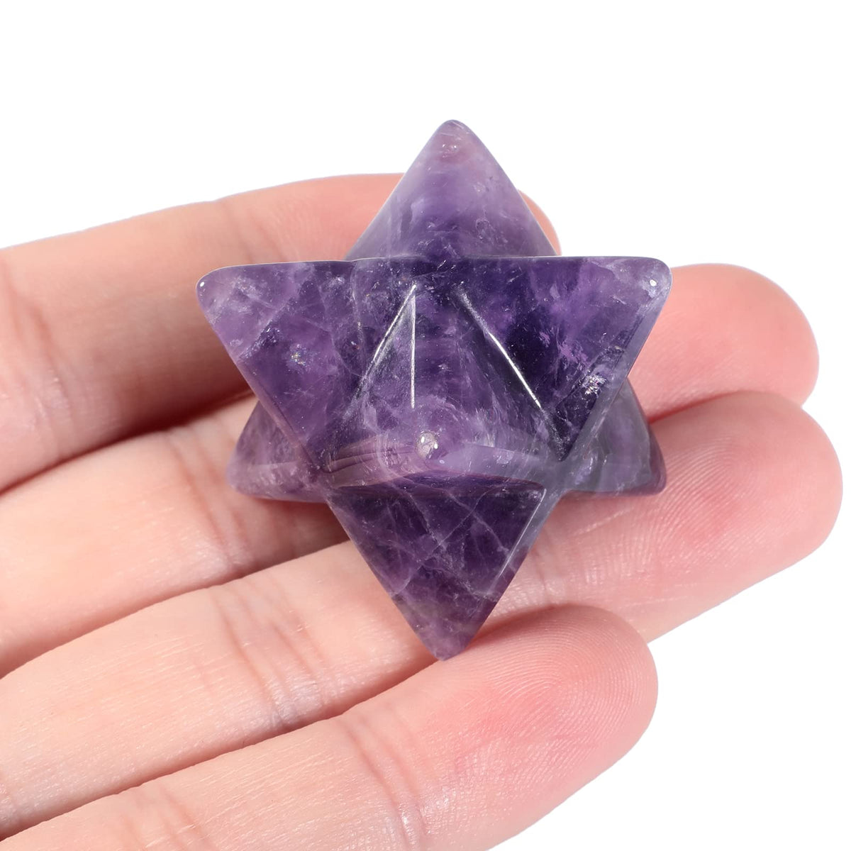 Loveliome Améthyste Merkaba – pierre centrale, protection spirituelle pendant la méditation.