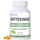 LovelyStore Nattokinase CoQ10 — bouteille montrant l'étiquette et soutien potentiel circulation.