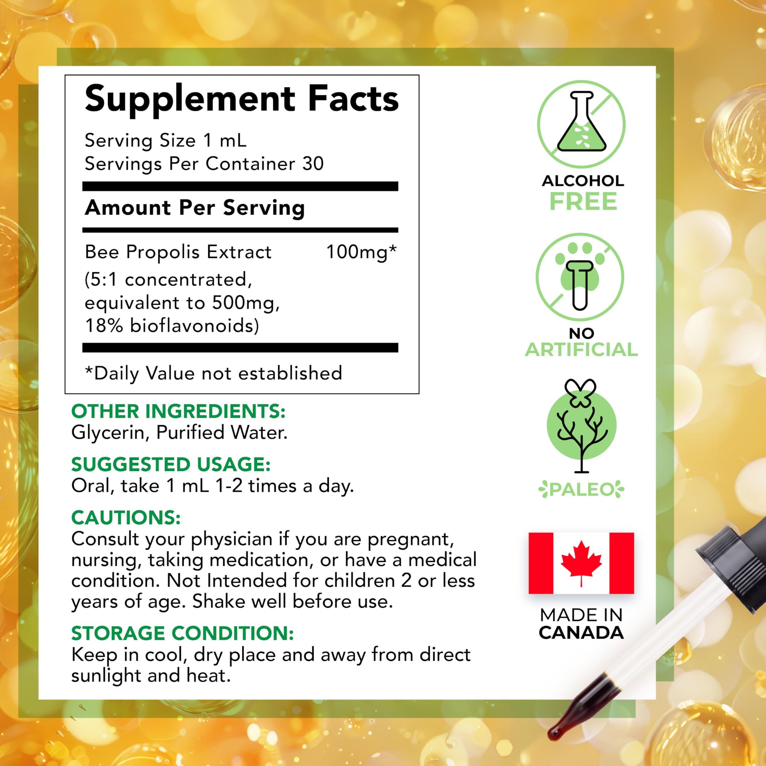 Bioflavonoïdes 18% dans LOVITA Propolis Extrait Liquide