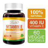 Lovita Vitamine E 400 UI, forme D-alpha tocophérol pour meilleure biodisponibilité.