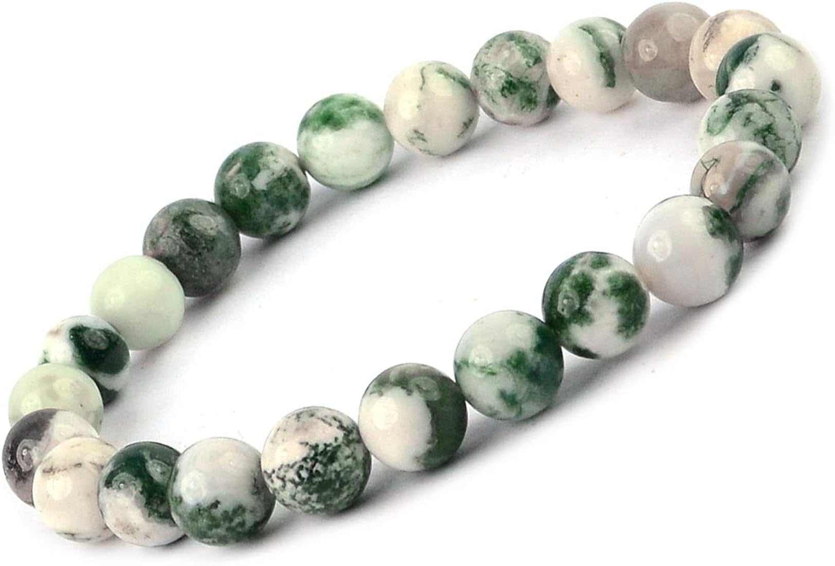 L Pedra & Crystal bracelet 8mm arbre agate, pour méditation et équilibre intérieur