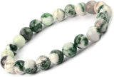 L Pedra & Crystal bracelet 8mm arbre agate, pour méditation et équilibre intérieur