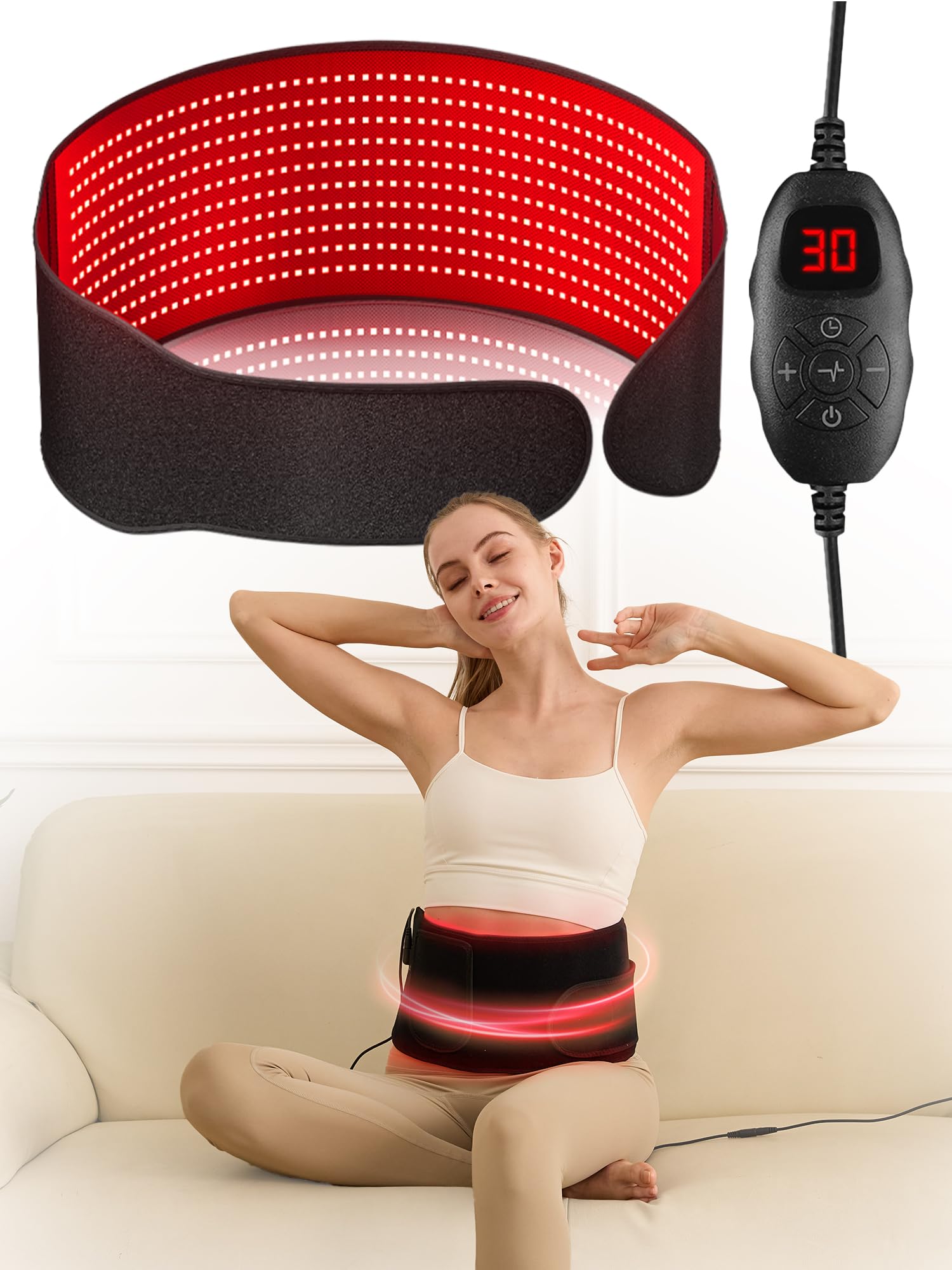LPKP ceinture lumière rouge, couverture complète pour relaxation ciblée.