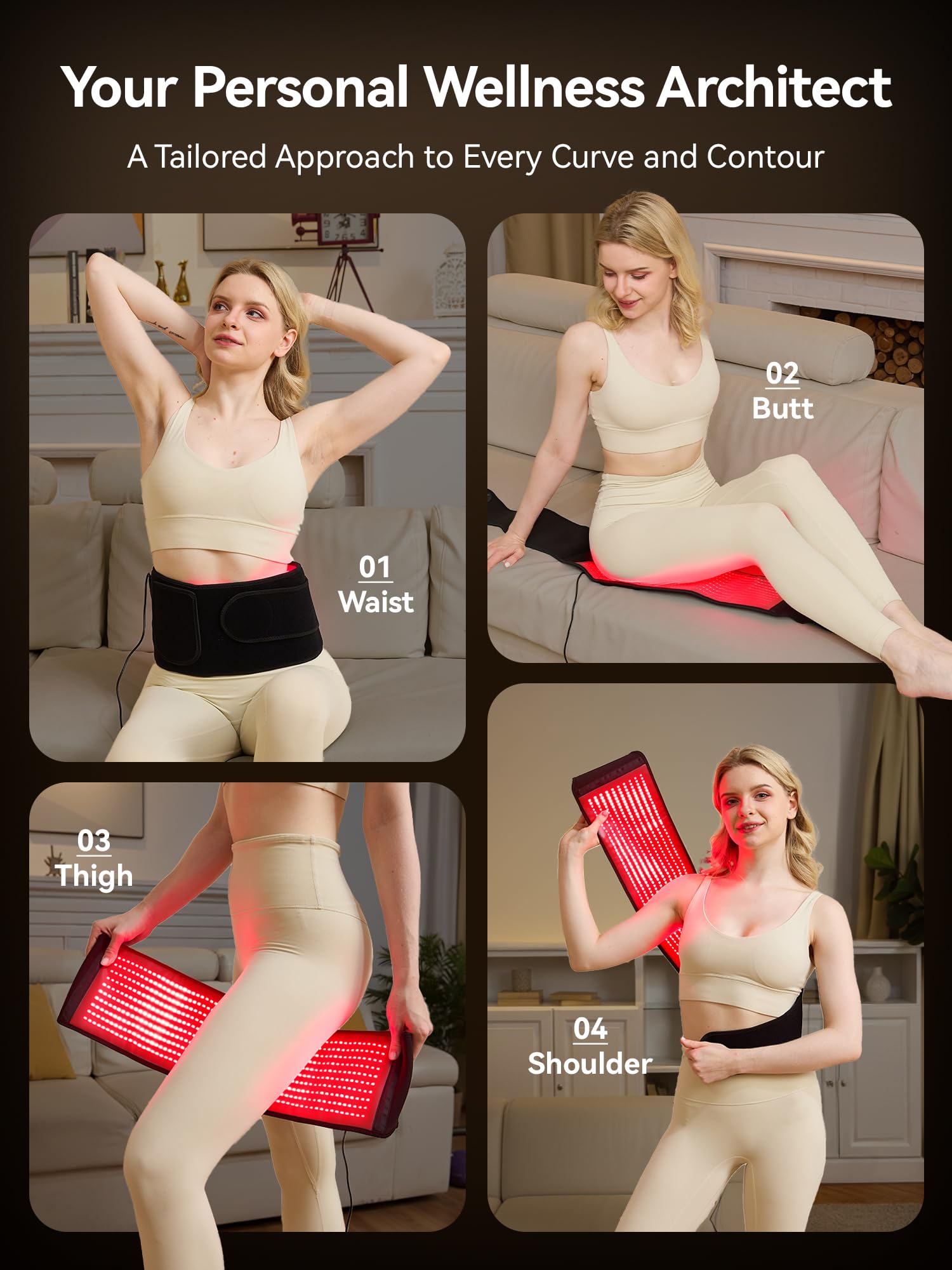 LPKP ceinture lumière rouge, mode pulsé pour une séance plus dynamique.