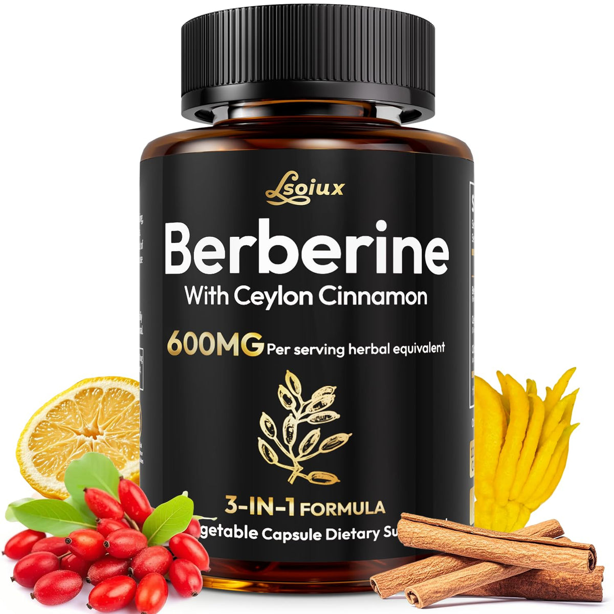 LSOIUX Berberine liposomale dans une bouteille prête à l’emploi, soutien métabolique potentiel.