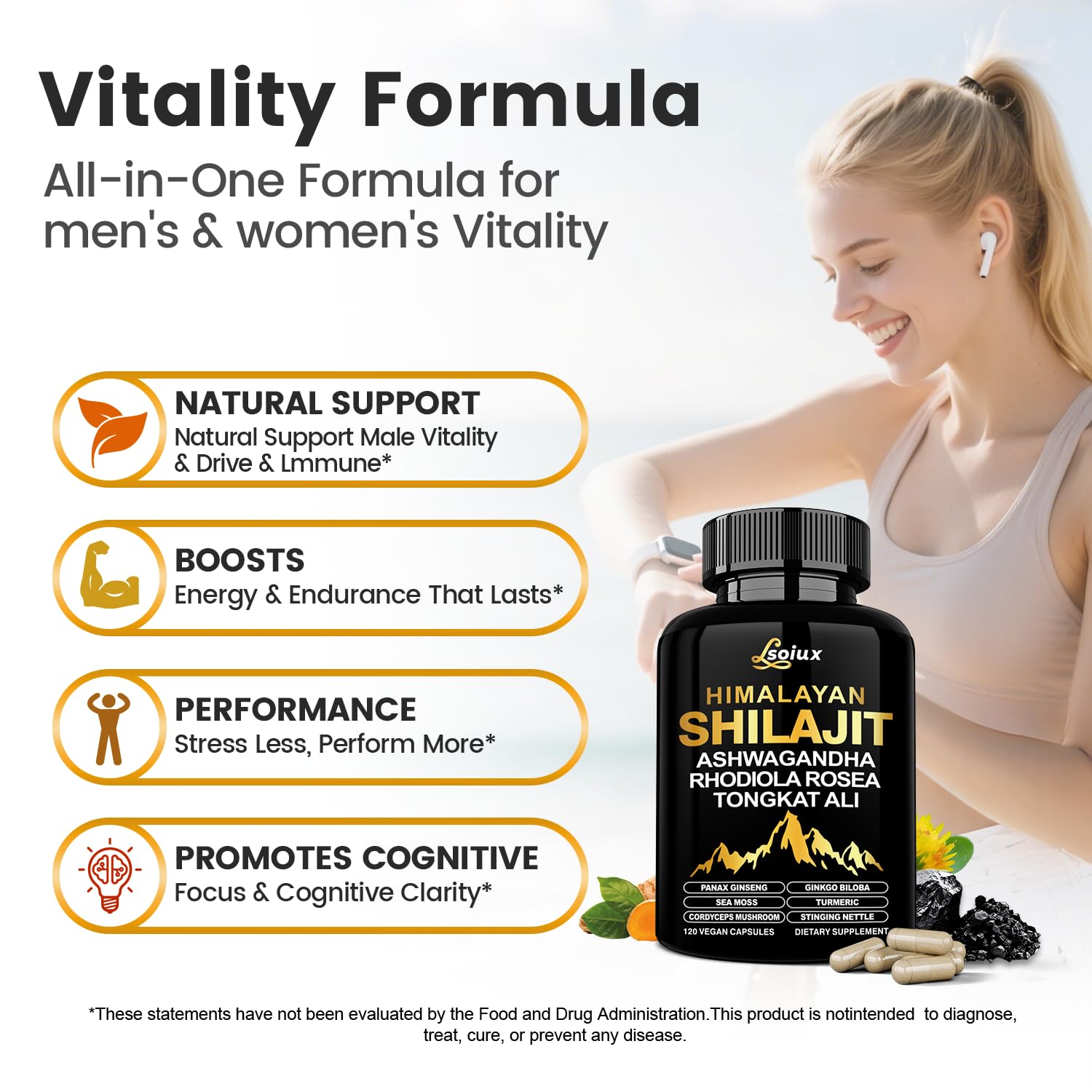 Gélules Shilajit et Ginseng LSOIUX, énergie et équilibre.