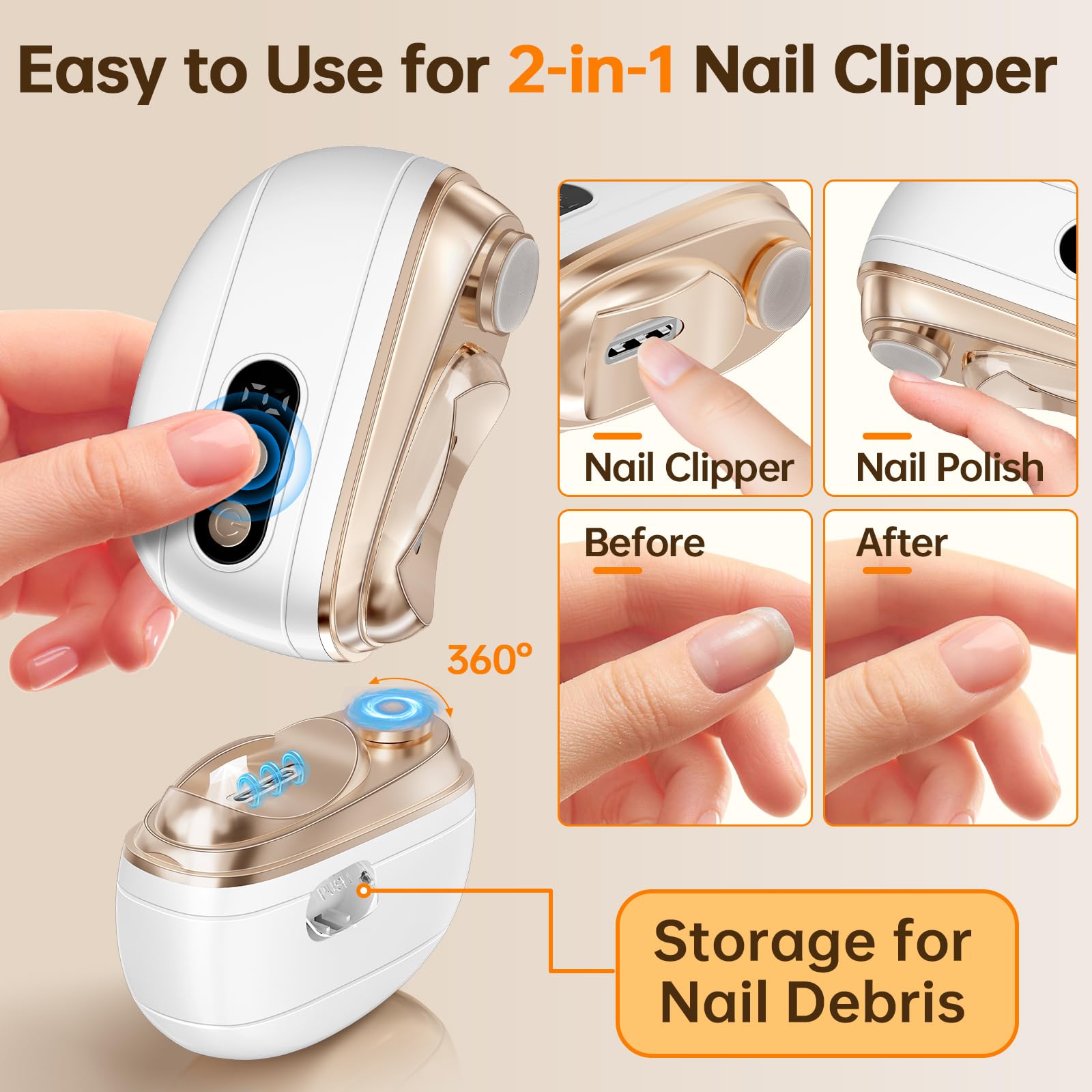 Lubejr clip-ongles électrique LED: éclairage pour ongles délicats