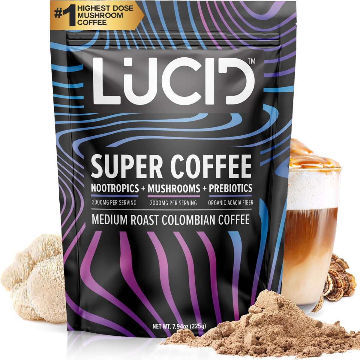 Lucid Superfood Café avec champignon criniere-de-lion pour concentration et énergie naturelle