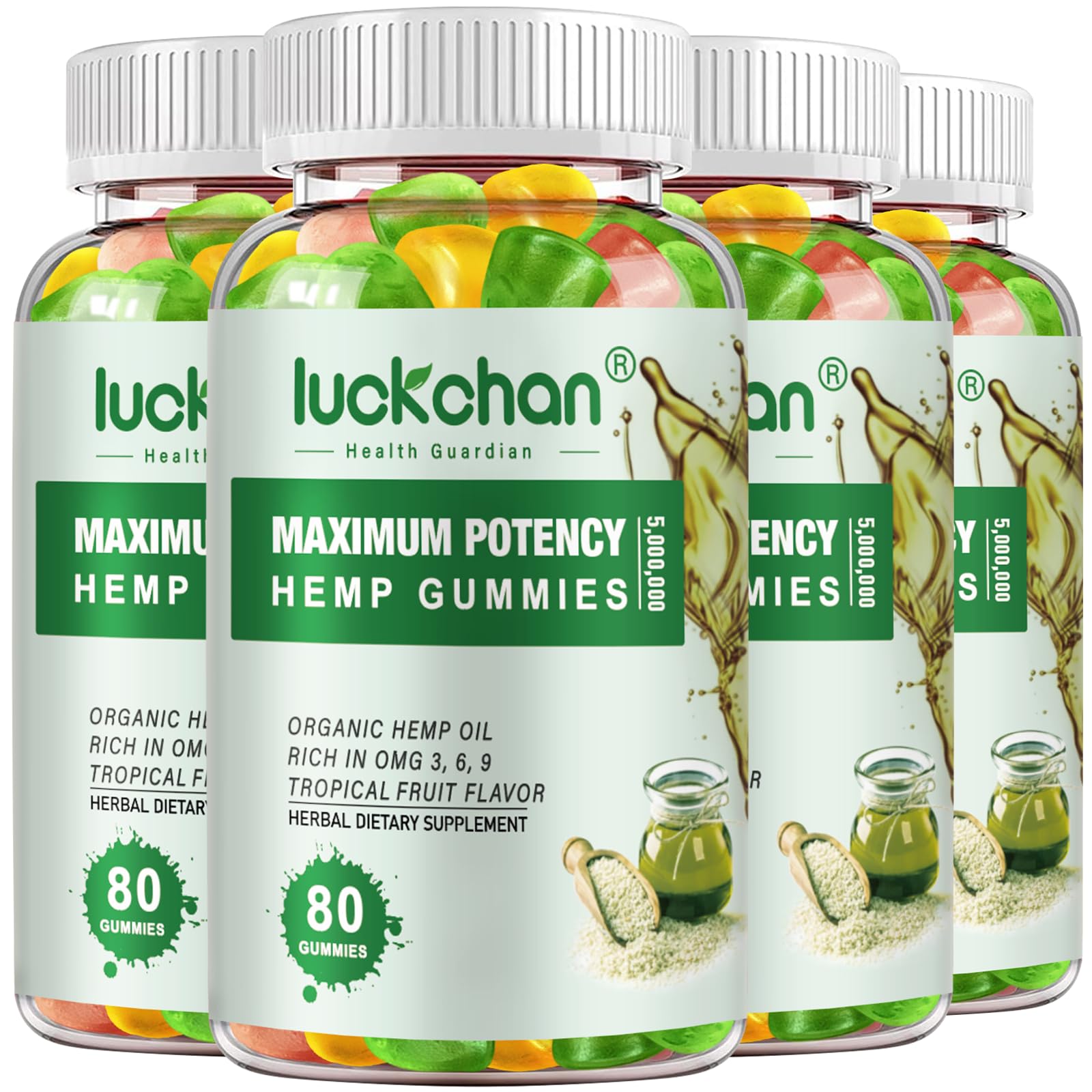 LUCKCHAN bonbons au chanvre haute puissance dans un flacon, potentiel soutien au confort.