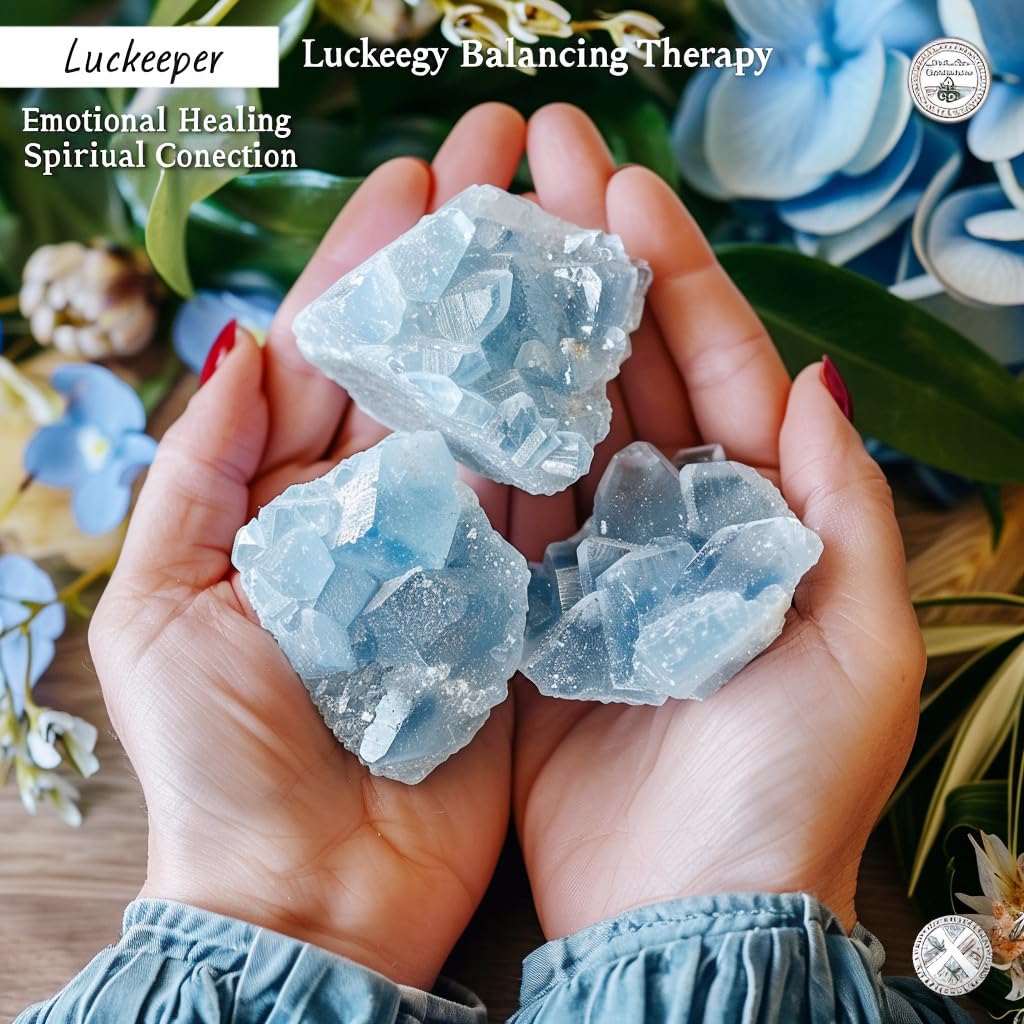 Luckeeper calcite bleue brute gros plan pour décoration d'autel